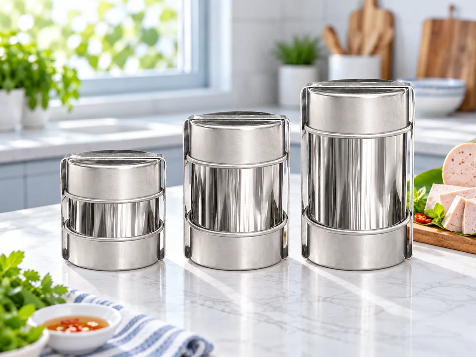 Minh họa AI ba khuôn tròn có độ cao khác nhau